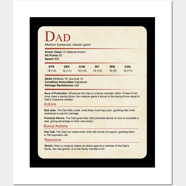 D&D Dad Statblock Wall Art by Sunburst